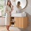 Meuble-lavabo mural 24 po en chêne avec lavabo en céramique à 1 porte-131634499