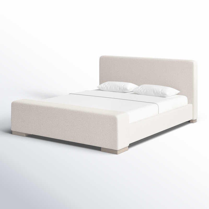 Upholstered Platform Bed, King, White