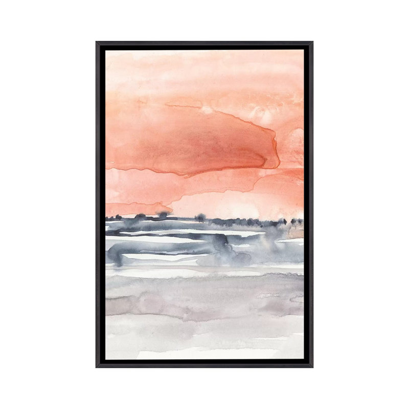 Coral Sky II par Jennifer Goldberger - reproduction d'art, Toile avec cadre noir patiné, H 26 po x l 18 po x P 1,5 po