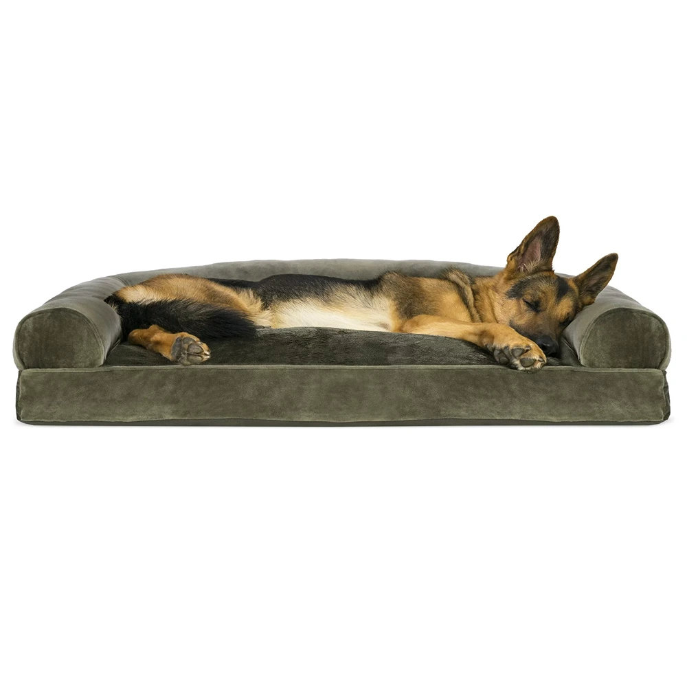 FurHaven Faux Fur & Velvet Pillow Sofa Pet Bed & Reviews | Birch Lane