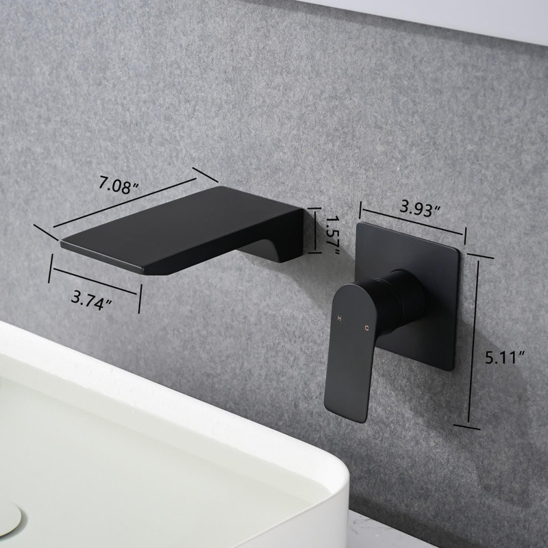 Wall Mount Waterfall Bathtub Faucet, Matte Black