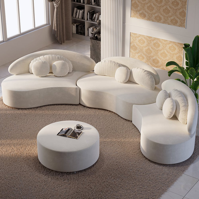 Canapé modulaire incurvé 7 places Modern, Beige