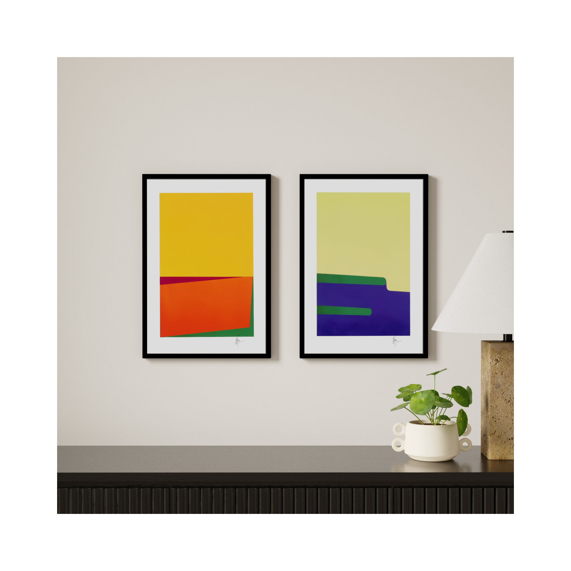 Sahara & Kalahari. Set Of 2 by Lee Lessem, 20" H x 14" W x 1.25" D, Black