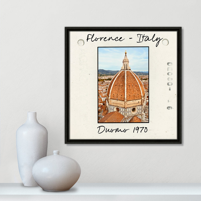 Florence Florence - Reproduction Duomo par Susan Jill, Toile encadrée flottante espresso, H 17,5 po x l 17,5 po x P 2 po