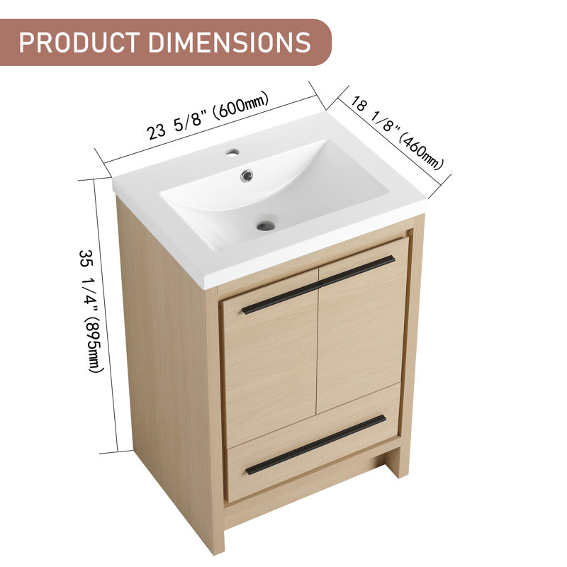 Meuble-lavabo simple 24 po avec plateau en résine, 24"