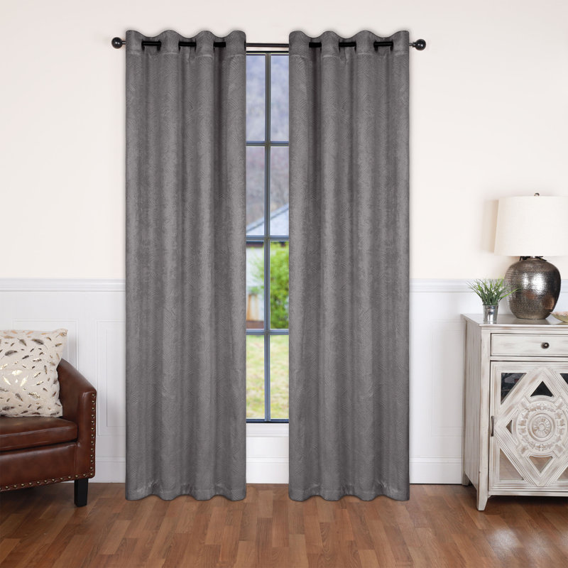 Vedder Geometric Room Darkening Thermal Curtain Panels, Silver, 52" W x 120" L