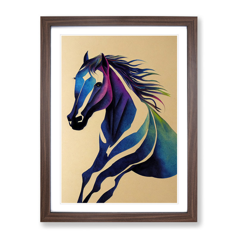 XV1022-5134X Horse No.2 - Single Picture Frame Print, 46cm H x 34cm W x 2cm D, Walnut