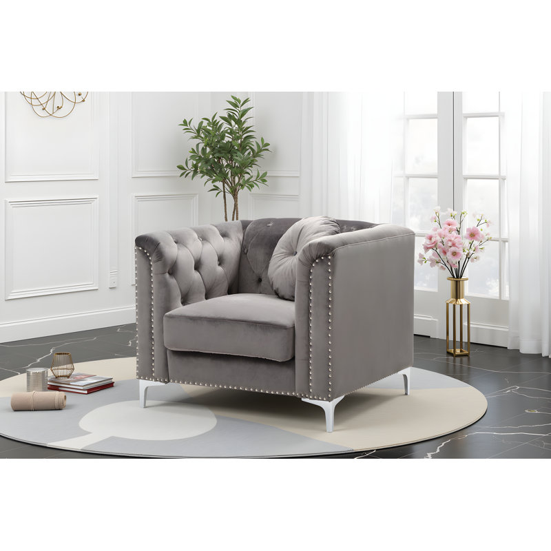 Colmar Velvet Dark Gray Sofa Chair, Dark Gray Velvet