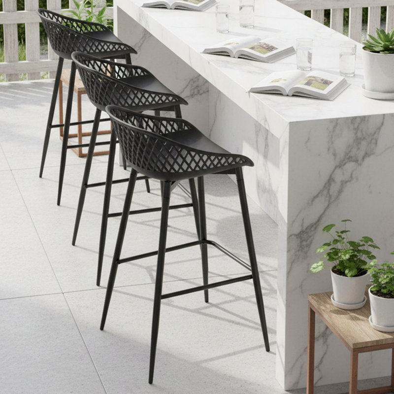 Counter Stool with Metal Frame, Black