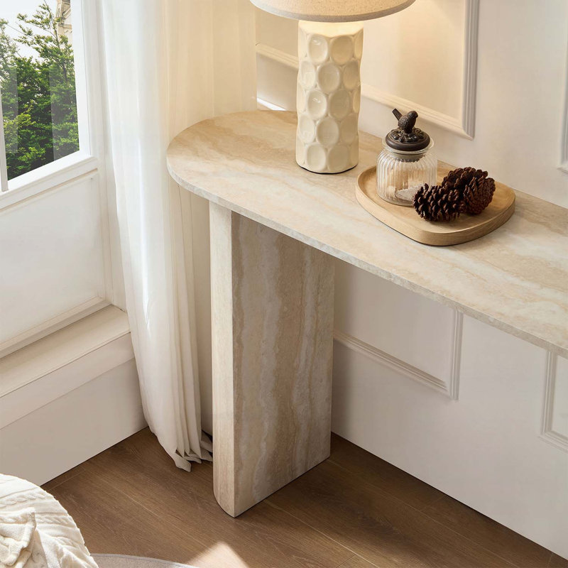 55.12 Inch Faux marble Pattern Console Table