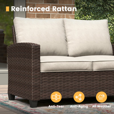 3-seater Patio Wicker Sofa Chairs with Cushions