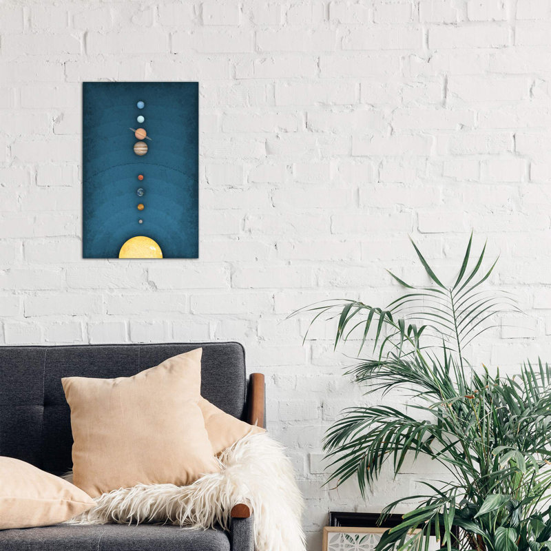 Solar System On Blue I - Wrapped Canvas Print, 66.04 cm H x 45.72 cm W x 3.175 cm D