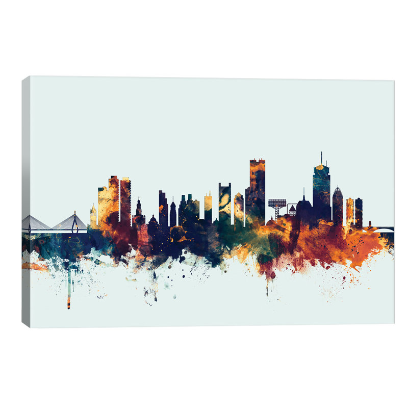 Boston, Massachusetts, USA II On Blue by Michael Tompsett - No Frame Print on Canvas, 66.04 cm H x 45.72 cm W x 3.175 cm D