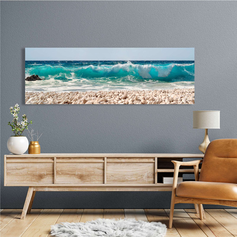 Wave On Pebbles Beach by Pangea Images - Wrapped Canvas Panoramic Print, 35cm H x 100cm W x 4cm D
