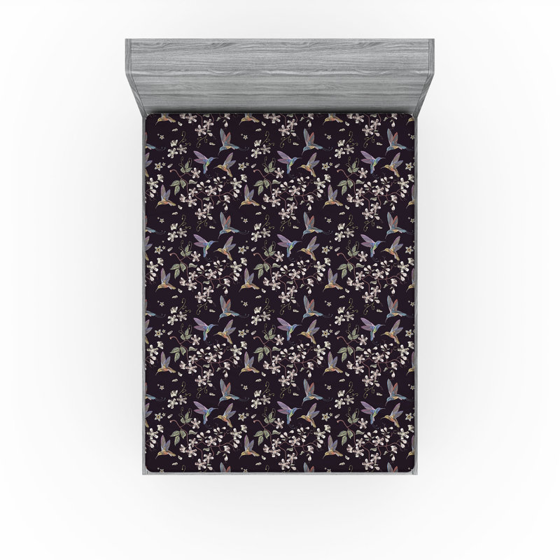 Ensemble de 2 draps-housses Ambesonne, Multicolore / floral 11, Drap-housse grand