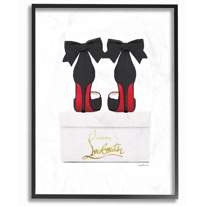 «Fashion Designer Black Shoes On Box», impression, H 14 po x l 11 po, Giclée encadrée noir minuit