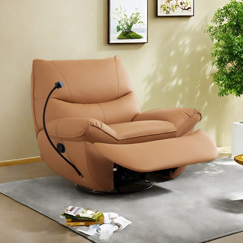 Fauteuil inclinable ergonomique en similicuir, Brun