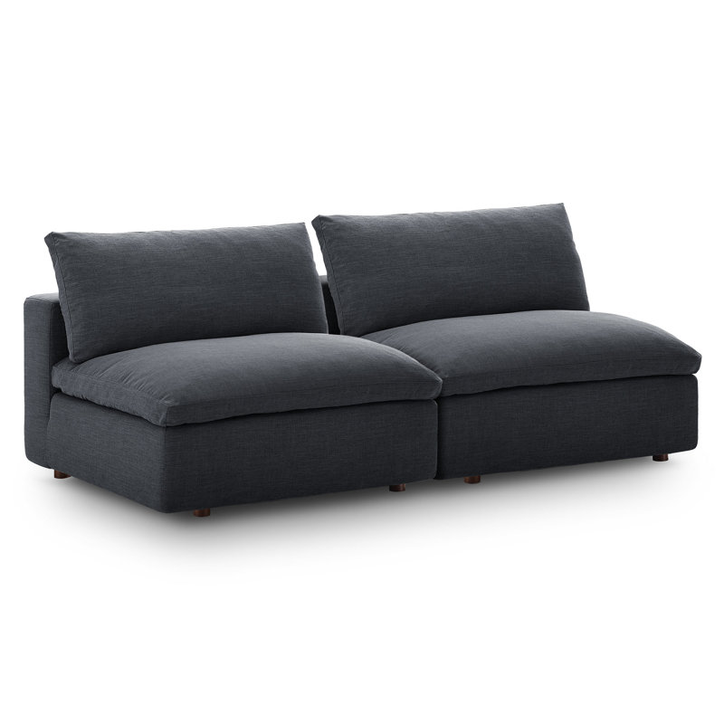Causeuse modulaire sans accoudoirs 2 pièces Commix, Polyester gris