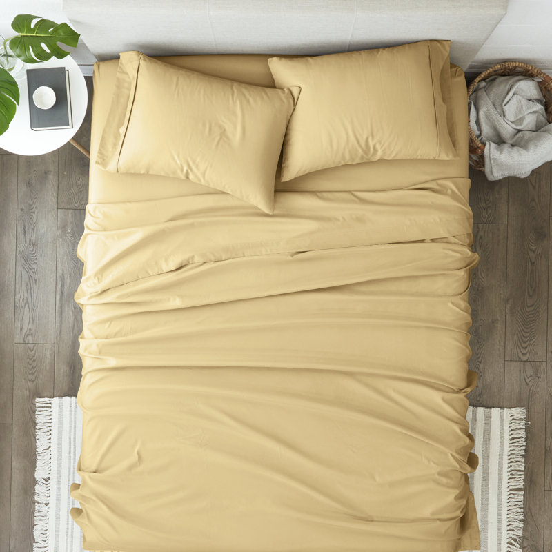Gold Twin XL Cotton Microfiber Sheet Set