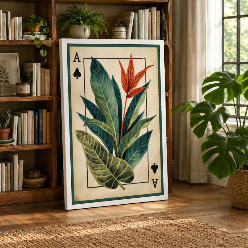 Ace of Spades Botanical - Wrapped Canvas, Black Border, 18x12 - 45.7 x 30.5 cm