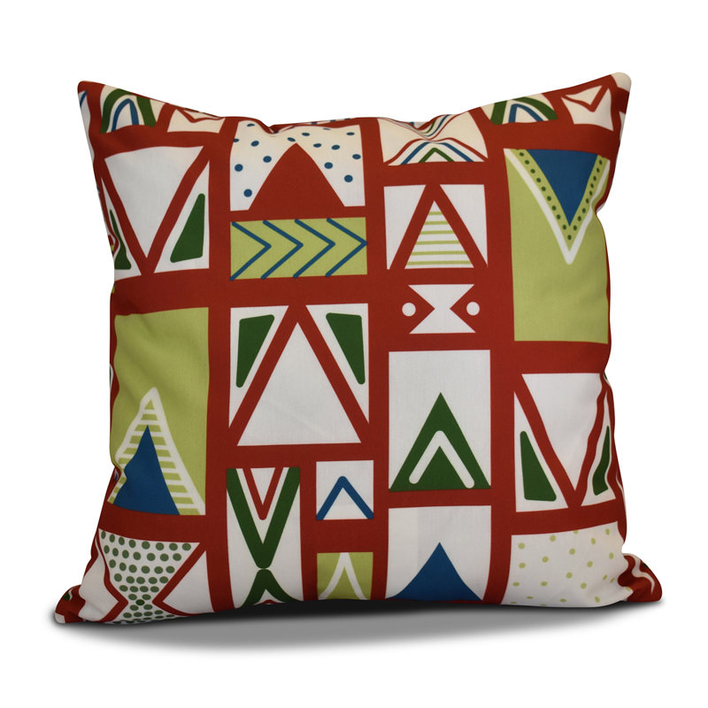 Jump For Joy Geometric Reversible Throw Pillow, 16" H x 16" W, Red