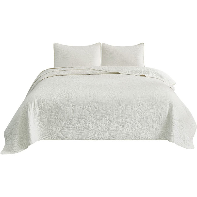 Linden Cotton Floral Quilt, Ivory, Queen Quilt + 2 Standard Shams
