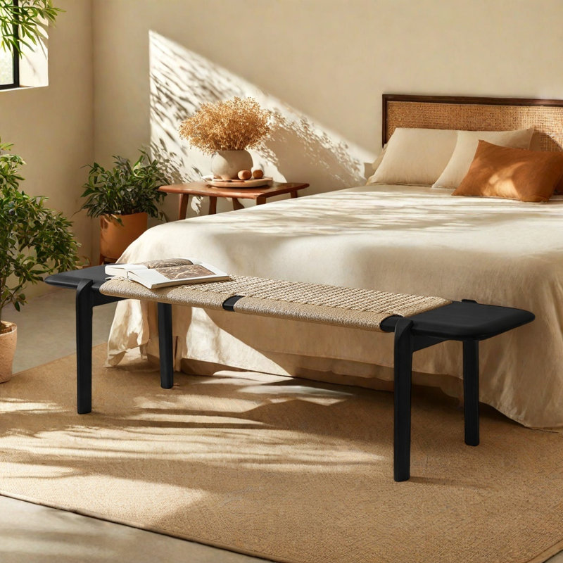Modern Minimalist Bench, Black;Beige