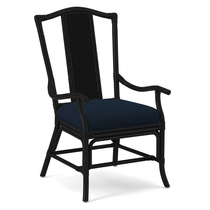 Drury Lane Slat Back Dining Arm Chair, Black, Gray Sugar Performance; 0863-84