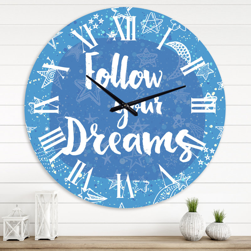 Follow Your Dreams II - Horloge murale moderne, Surdimensionné