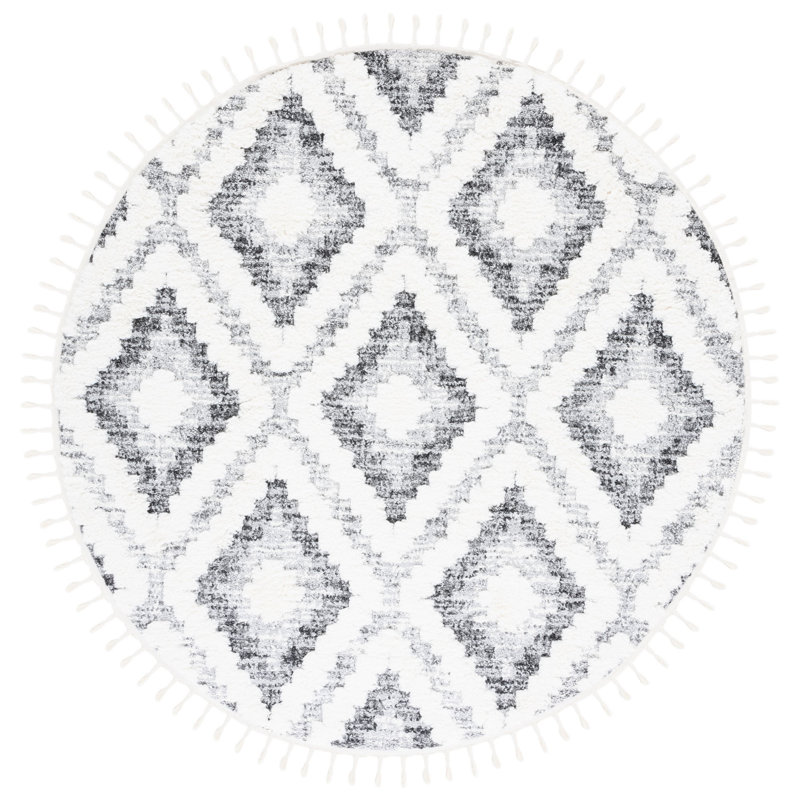 Aidaliz Tassel Shag Performance Southwestern Rug, Round 6'7"