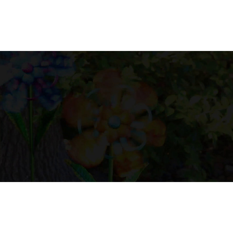 Pink Metal Flower Ribbon Spinner Stake