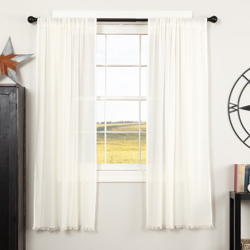 Paire de rideaux transparents avec passe-tringle Beacham, Blanc antique