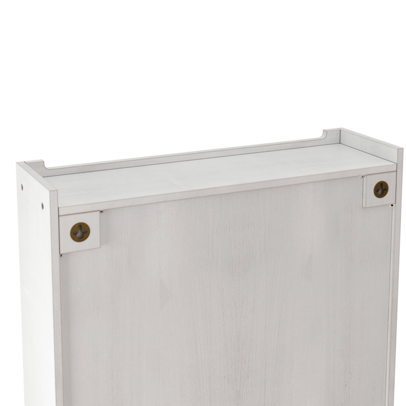 Armoire vintage 24,8 po à porte en verre - pour salle de bain, cuisine, salle à manger avec porte-serviettes, trois tablettes de rangement blanchies
