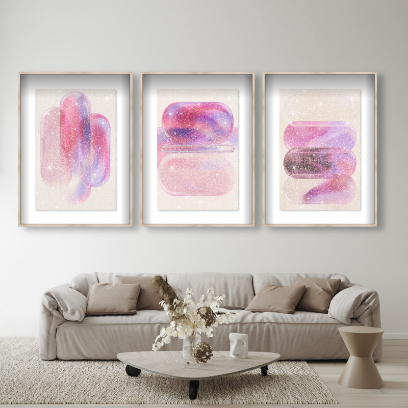 Rose Topaz Set Set by Oliver Gal, 25.5"H x 17.5"W, Natural Oak Shadowbox