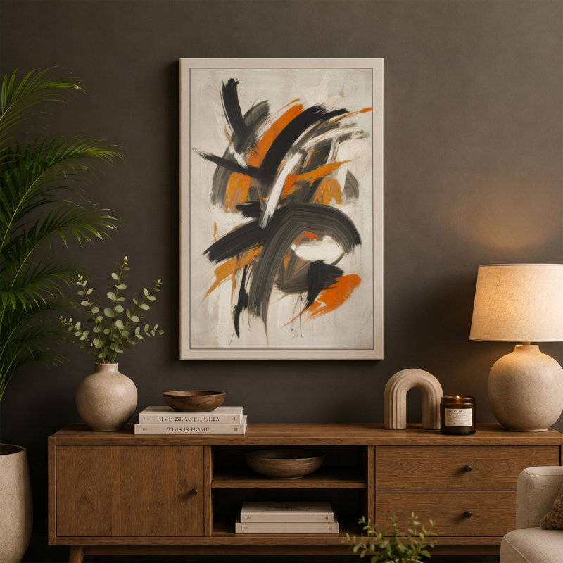 Gestural Abstractions Abstract - Wrapped Canvas, 24x16 - 61.0 x 40.6 cm, Ochre Border