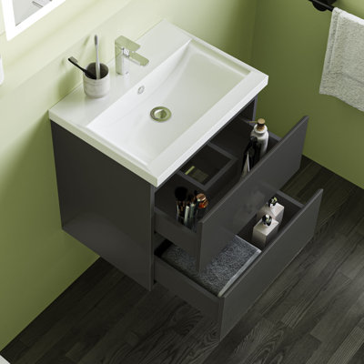 Clementas 500mm Single Bathroom Vanity with Drop In Resin Basin