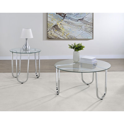 Dutton Chrome 2-piece Round Coffee Table Set