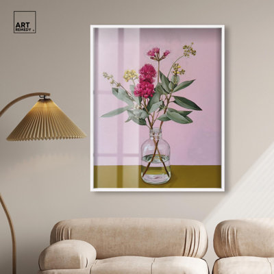 «Eucalyptus Blooms II Shadowbox», art mural floral par Art Remedy, cadre blanc, 36 x 45