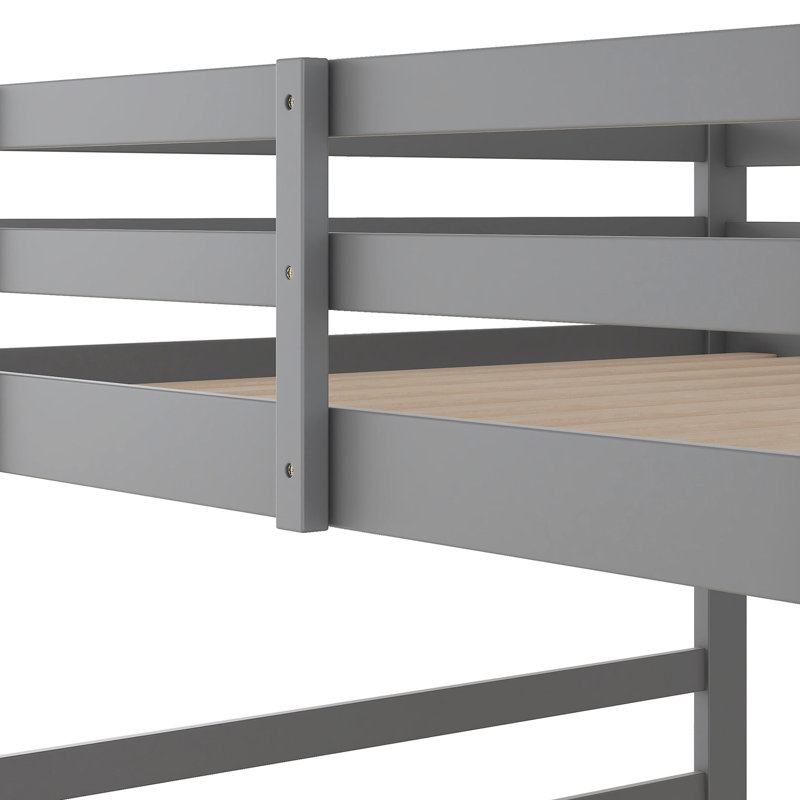 Lit double superposé au-dessus, gris - construction, rehausse le décor de la chambre à coucher, convient à deux lits avec pieds en bois de pin, planche, matelas, design élégant