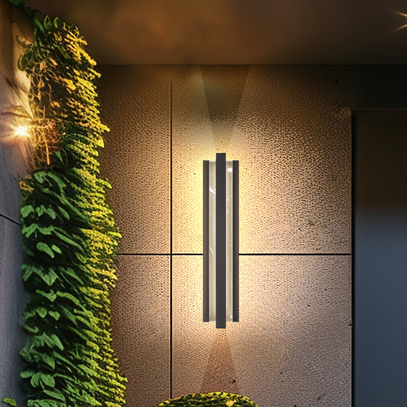 Hokku Designs Troutville - 1 Light Outdoor LED Wall Mount In Sand Coal Finish, 20, 7.5" H x 24" W x 5.13" D