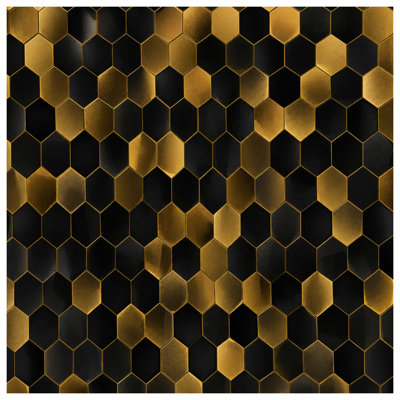Gold Black Hexagons Comforter