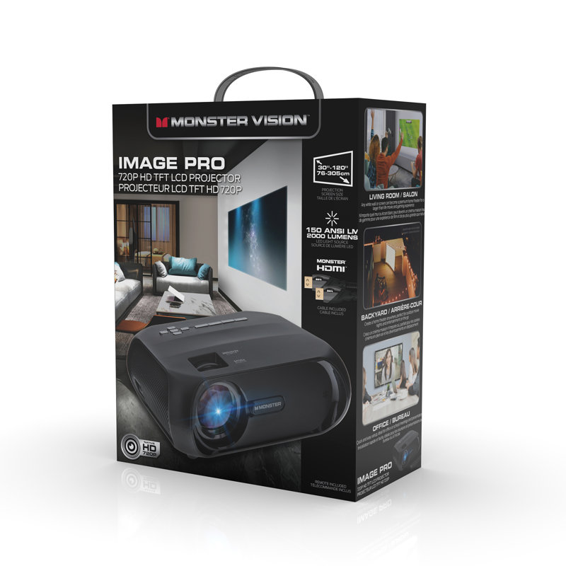Image Pro 720 HD Extra-Bright LCD Projector, 2000 Lumens, Projects Up To 16ft
