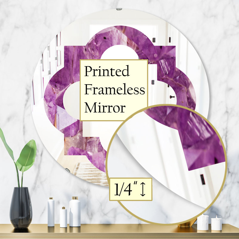 Miroir mural éclectique quadrilobe améthyste, H 31,5 po x l po
