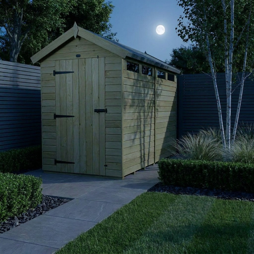 Total Sheds 4ft x 14ft Security Apex Shed - Heavy-Duty Hasp Staple Anti-Tamper - Pressure Treated Timber - UK Manufactured