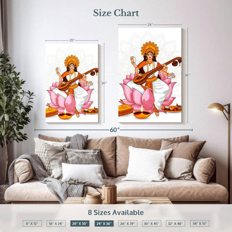 Adella Goddess Saraswati, 36" H x 24" W