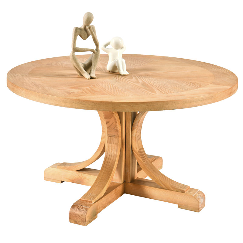 Solid Wood Round Coffee Table, Rustic Style With Classic Design, Perfect For Various Home Decor