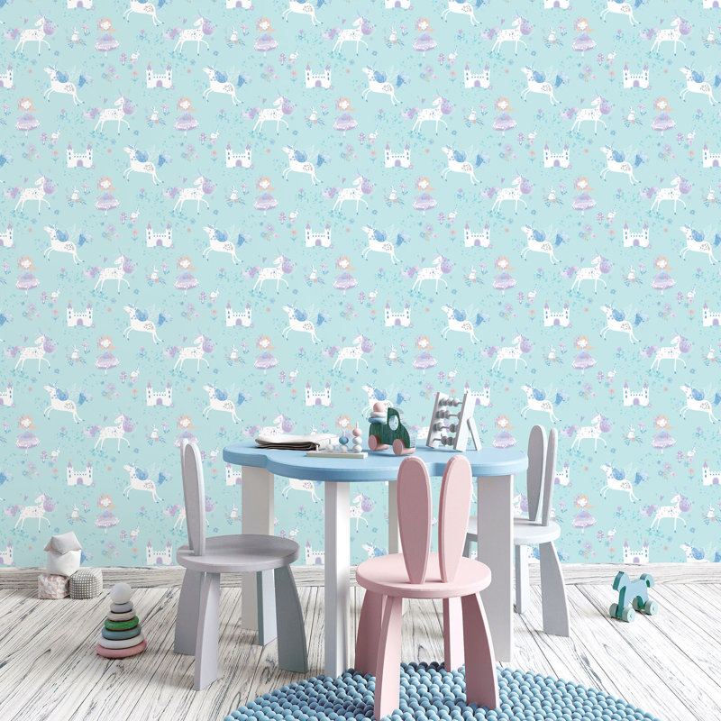 Fircrest 10m x 53cm Matte Wallpaper Roll, Blue/White/purple