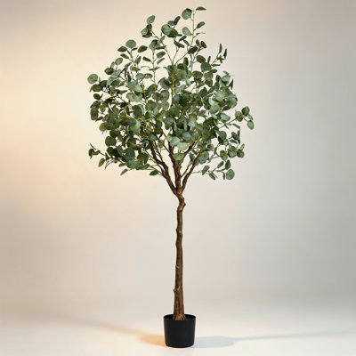 6FT Artificial Eucalyptus Tree Tall Faux Plant - Lifelike Green Foliage, Secure PE Material & Anti-Tip Stable Base - Decorative Floor Tree Indoor Outdoor for Home Office Decor