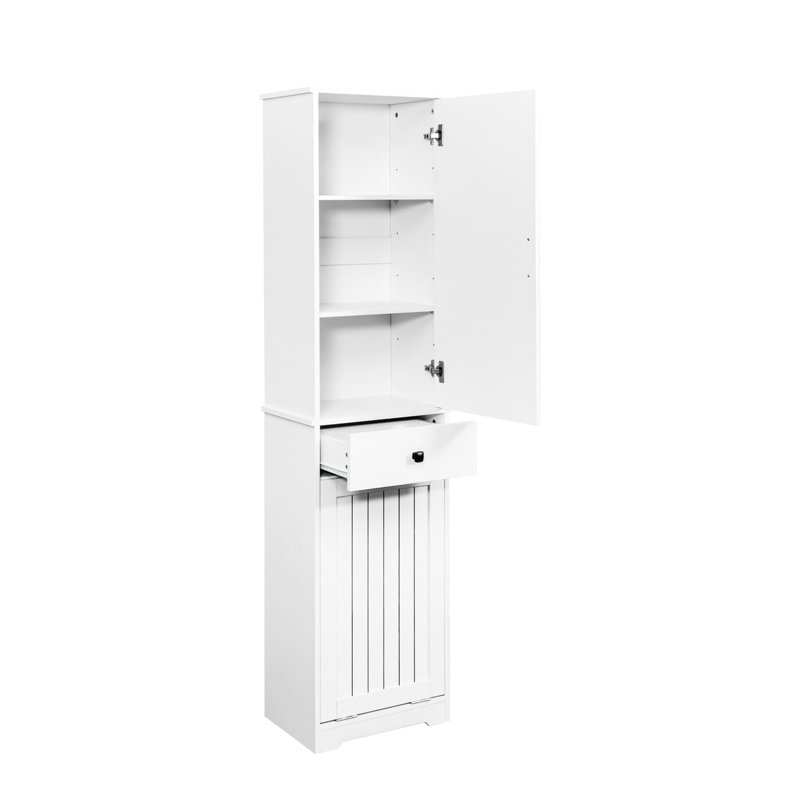 White Laundry Cabinet With Construction And Storage Space Elegant Convenient Separation