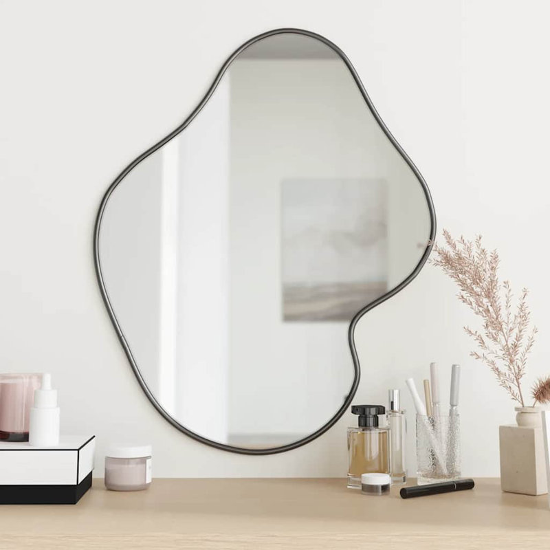 Wall Mirror, 60 cm H x 50 cm W, Black